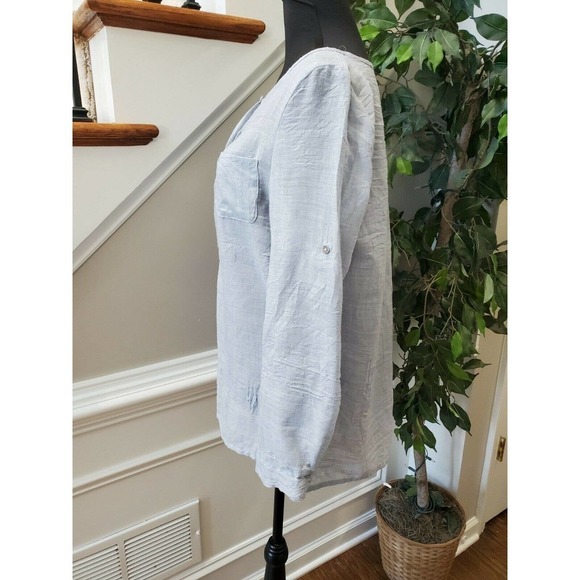 Just Living Women's Solid Gray Polyester Henley Neck Long Sleeve Casual Shirt S - Picture 7 of 12